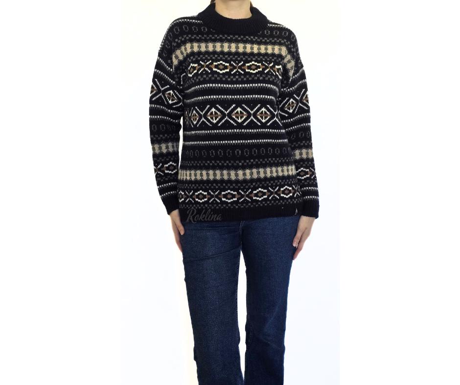 New Zealand sheep wool, 100% wool sweater, pullover. Exclusive design warm sweater, knitted, natural wool pullover.