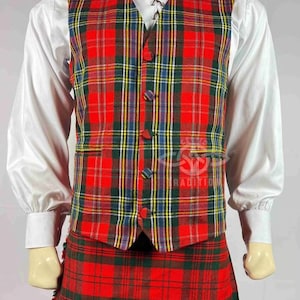 Scottish Tartan VEST 5 Buttons Formal Kilt WAISTCOAT Wedding Kilt Vests –Perfect for Formal Highland Wear-Choose from 100+ Tartans Available