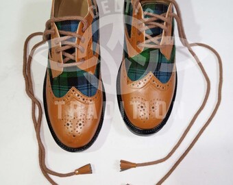 Brown Ghillie Brogues | Brown Mens Leather Shoes | Handmade kilt boots for men Premium Quality Leather Shoes in any tartan; name your tartan