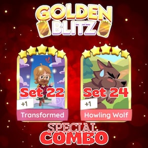 Package Golden Blitz - Transformed & Howling Wolf - Monopoly_Go - 5 Star Sticker Gold