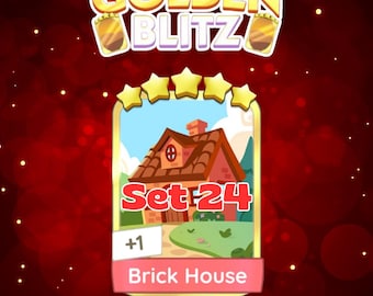 Golden Blitz - MAISON EN BRIQUES - Monopoly_Go - Sticker 5 étoiles - Lot de 24