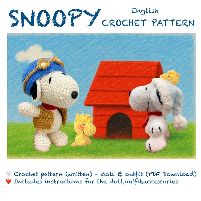 Snoopy Dog Amigurumi/ Easy to Follow Crochet Pattern - Etsy