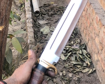 Crocodile Dundee bowie knife : Stacked Leather Grip, Leather Sheath