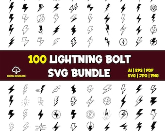 Lightning Bolt SVG Bundle | Electric Energy Clipart (Digital Download)