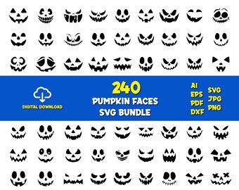 Pumpkin Faces SVG Bundle | 240 Halloween Cricut Files (Digital Download)