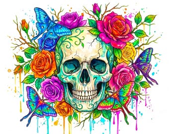 Colorful Botanical Head | Printable Art Rainbow Design | Instant Download | Abstract Illustration