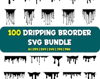 Dripping Border SVG Bundle: 100 Melting Frame Designs