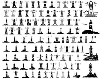 Light House SVG Bundle | 100+ Lighthouse Silhouette SVG | Nautical Ocean Clipart | Cricut Cut Files
