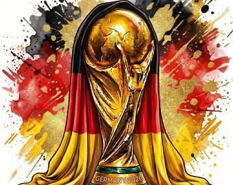 Germany World Cup Trophy Graphic | Black Red Gold Flag Soccer Art (Digital Download)
