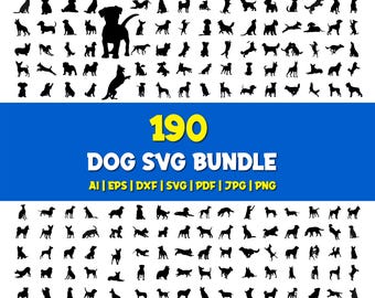 犬のシルエット SVG バンドル | 190 デザイン (デジタルダウンロード)