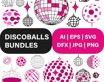 Retro Disco Ball Clipart SVG Bundle: Glitter Party Designs (Digital Download)