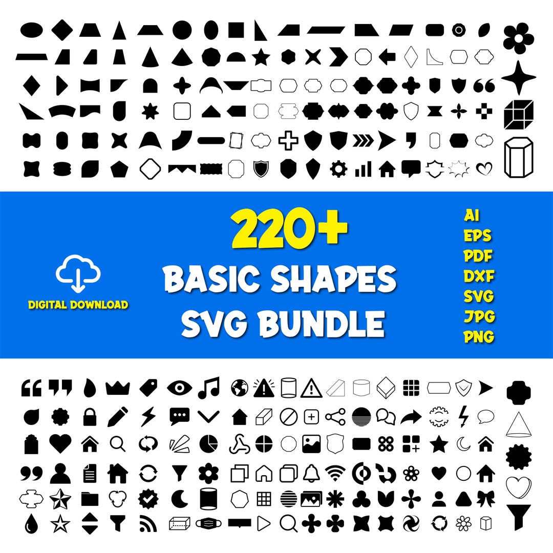 Svg Shape Code 220+ Basic Shapes SVG Bundle | Vector Clipart (digital Download) - Etsy