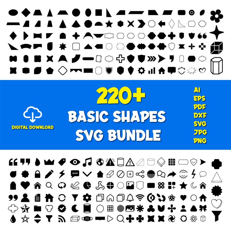 220+ Basic Shapes SVG Bundle | Vector Clipart (digital Download) - Etsy