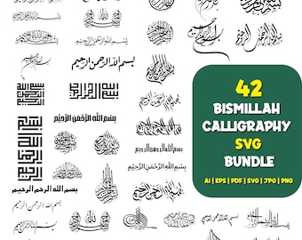 Bismillah Calligraphy SVG Bundle: Islamic Art, Arabic Design (Digital Download)