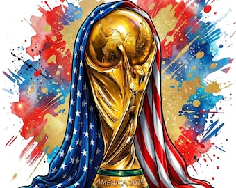 America 2026 World Cup Trophy PNG | USA Flag Football Graphic | Digital Download