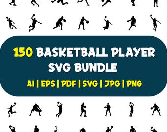 Basketball Player SVG Bundle: 150 Sports Silhouette Clipart (Cut Files)