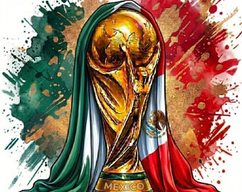 Mexico World Cup Trophy PNG | Green White Red Flag Soccer Graphic (Digital Download)