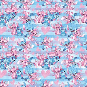 Stitch and Angel Fabric Blue Koala Fabric Lilo and Stitch Fabric Cartoon Anime Fabric 100% Cotton Fabric By The Half Yard
