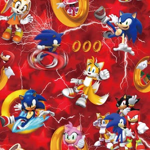 Sonic the Hedgehog Fabric Cotton Fabric Classic Game Video Game Fabric Cartoon Anime Fabric 100% Cotton Fabric By The Half Yard