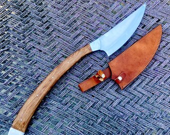 Handmade Parang Machete: High Carbon Steel Camp Chopper with Leather Sheath