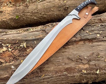 Machete grande de 32" hecho a mano y personalizado: herramienta de supervivencia, caza y actividades al aire libre con funda.