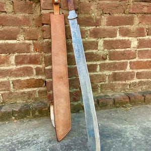 Handmade Damascus Steel Machete Sword Wood Handle Viking Sword Gift For Husband Anniversary Gift Viking Gift For Him Hunting Sword Birthday