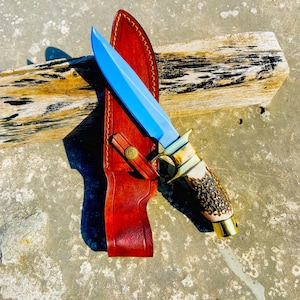 Handmade D2 Steel High Polished Hunting Knife With Natural Handle Birthday Gift Bowie Knife Anniversary & Wedding Gift For Him Camping Knife