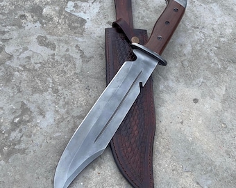 Handmade custom west Bowie Knife with Sheath: 5160 Spring Steel Hunting Knife, Personalised Replica Bowie, Anniversary Gift, Birthday Gift