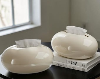 Scandinavian Tissue Box Holder Cream White, Minimalist Tissue Cover, Modern Nordic Home Decor, Bathroom Organizer, Cofee Table Decor