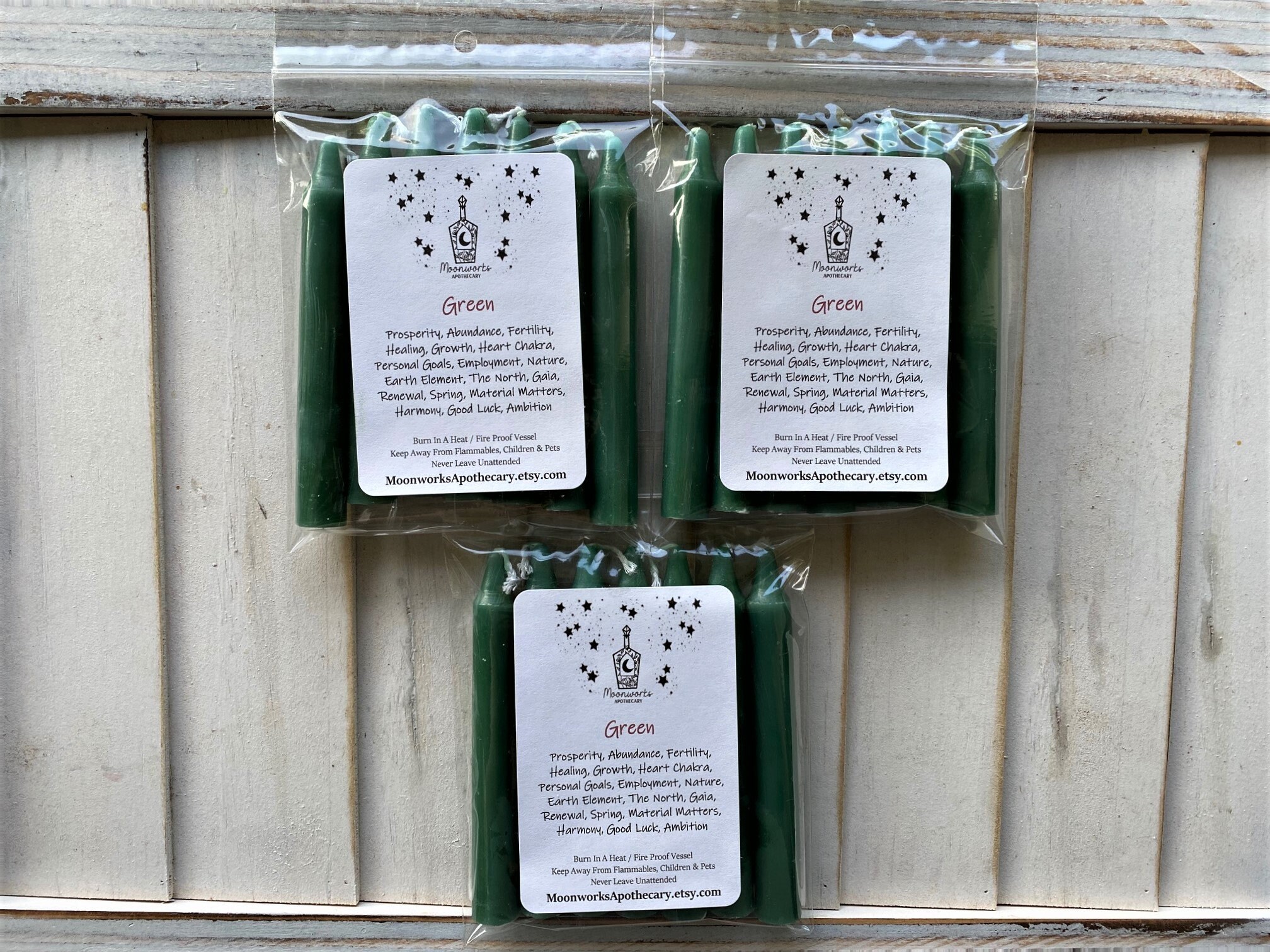 Green Mini Wax Chime Candles, Pack Of 7, Taper Candles, Spell Candles…