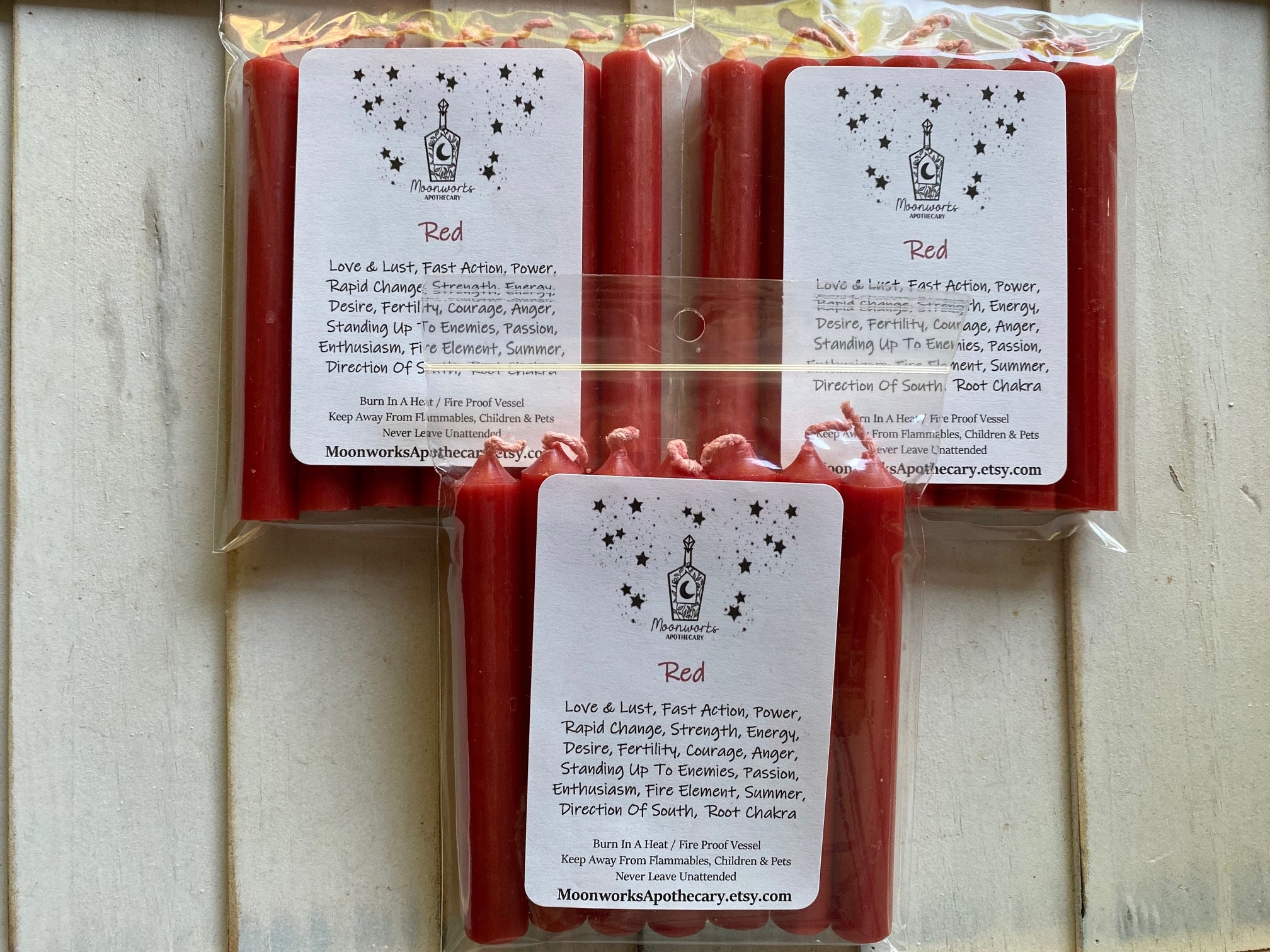Red Mini Chime Candles, 7 Pack, Taper Candles, Spell Candles, Intenti…