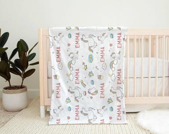 Personalized Minky Dot Baby Blanket, Free Shipping, Custom baby blanket, Baby Girl Blanket, Unicorn Blanket, Baby Gift