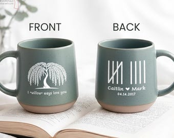 9th Anniversary Willow Tree Gift, Custom 9 Year Anniversary Mug, 9th Anniversary Gift, Couples Gift, Pottery Anniversary Gift, Willow Tree