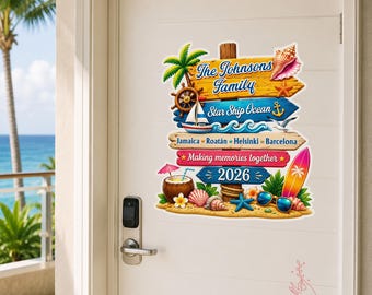 Personalized Cruise Door Magnet, Custom Family Cruise Cabin Door, Signpost Vacation Magnet, Cruise Trip Gift, Stateroom Sign, Travel Gift