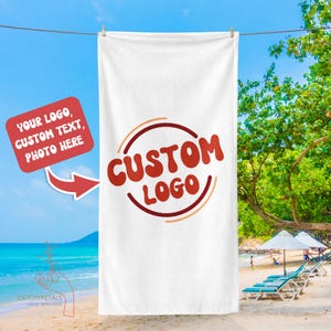 Custom Logo Beach Towel, Pool Towel Gift Appreciation, Towel Gifts for Coworker,Your Logo Here, Towel With Your Logo,Company Logo, Team Gift