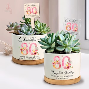 80th Birthday Plant Pot, Personalized 80th Birthday Gift, Happy 80th Birthday, Birthday Gift for 80 Years Old, 80 Year Old Birthday Gifts