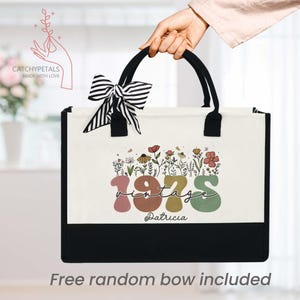 50th Birthday Tote Bag, 50th Birthday Gift for Women, Custom Gift For 50 Year Old, Vintage 1975 Floral Tote Bag, Turning 50 Birthday Gift