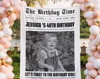 Personalized The Birthday Post Party Banner, Custom Vintage Photo Birthday Party Background, 40th Birthday Tapestry, Birthday Party Backdrop