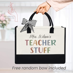 Custom Teacher Stuff Tote Bag, Custom Name Teacher Bag, Teacher Appreciation Gift, Gift For Teacher, Back to School Gifts, Teacher Gifts