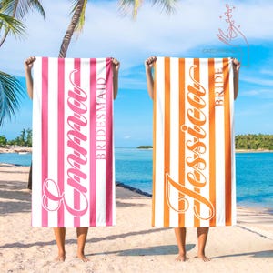 Personalized Bride Beach Towels, Bachelorette Towel, Wedding Gift For Bridemaid, Mrs. Beach Towel Gift, Vacation Gift, Bridal Shower Gifts