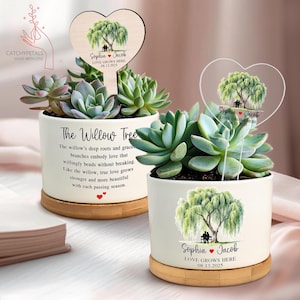 Willow 9th Anniversary Ceramic Plant Pot, 9th Anniversary Willow Tree Gift, 9th Anniversary Gift, Willow Tree 9 Year Anniversary Flower Pot