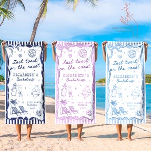 Bachelorette Beach Towel, Custom Bachelorette Towel, Girls Weekend Trip Personalized Beach Bachelorette Party Favors, Bridal Shower, Bride
