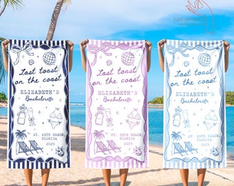 Bachelorette Beach Towel, Custom Bachelorette Towel, Girls Weekend Trip Personalized Beach Bachelorette Party Favors, Bridal Shower, Bride