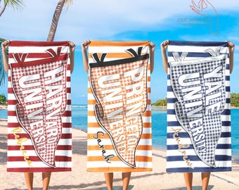 Personalized School Spirit Beach Towel, Custom College Pennant Beach Towel, University Gift, College Graduation, High School Graduation Gift