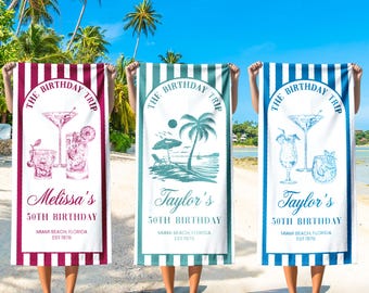 Custom Birthday Trip Beach Towel, Coastal Trip, Custom Beach Towel, Birthday Trip Towel ,Birthday Gift for Mom,Vacation/Birthday Gift Idea
