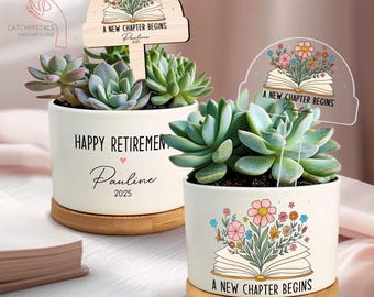 Retirement Gift for Women, Retirement Gift, Personalized Happy Retirement Plant Pot, Coworker Boss, Woman Teacher, Teacher Gift,Retired Gift