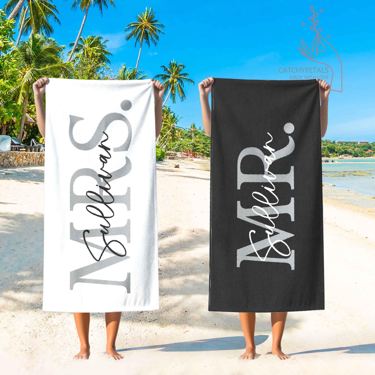 Custom Couple Towel,personalized Mr. and Mrs. Beach Towel, His and Hers Newlywed Gifts, Just Married Bride Gift, Wedding Gift,honeymoon Gift - Etsy