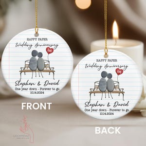 Paper Traditional 1st Wedding Anniversary Ceramic Ornament, First Anniversary Ornament, 1st Anniversary Gift, Paper Wedding Anniversary Gift