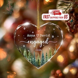 Engagement Ornament 2026, Personalized Engaged Ornament, Our First Christmas Engaged, Engagement Gift for Couples, Custom Keepsake