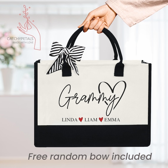 Grammy Gift, Custom Grandma Tote Bag, Cute Granny Gift With Grandkids Names, Grandma Bag, Birthday Gifts For Grammy, Mother's Day Gift
